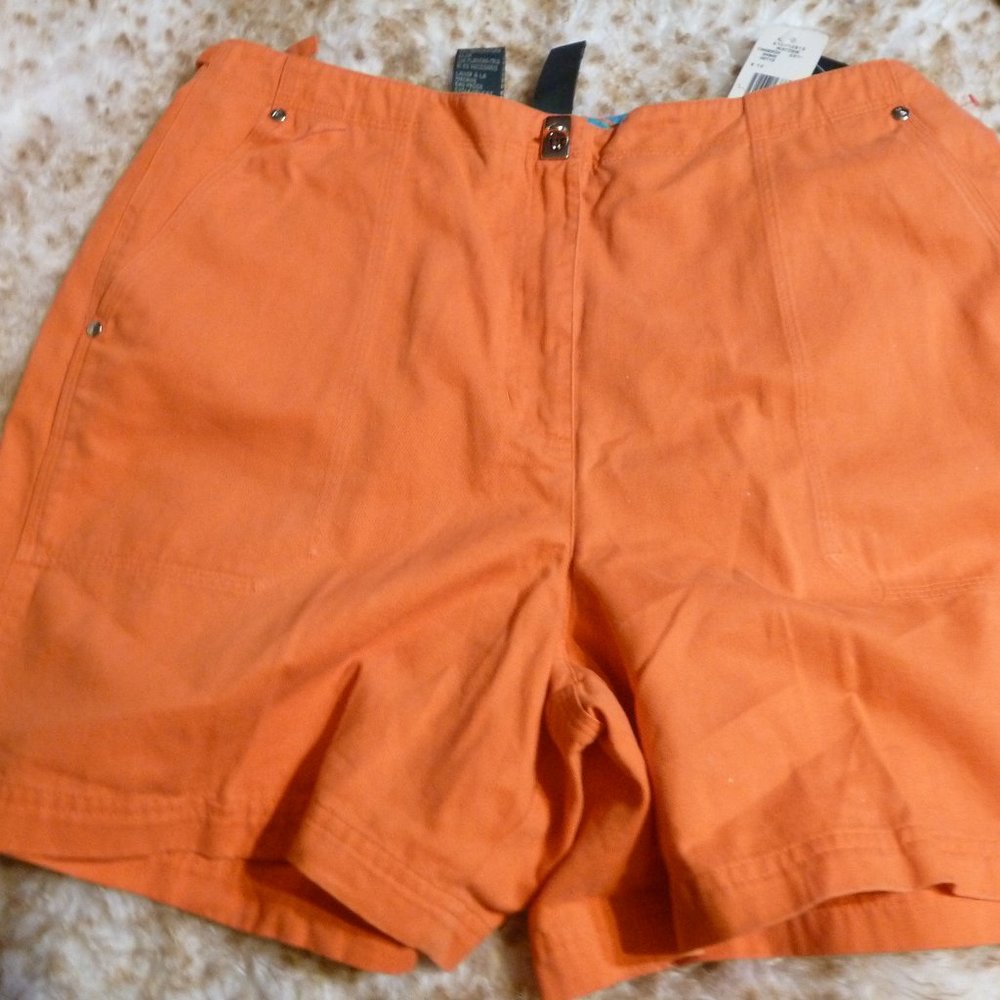 Lauren Ralph Lauren Twill Shorts – Bright Mustique Tangerine 🍊 NWT Size 16